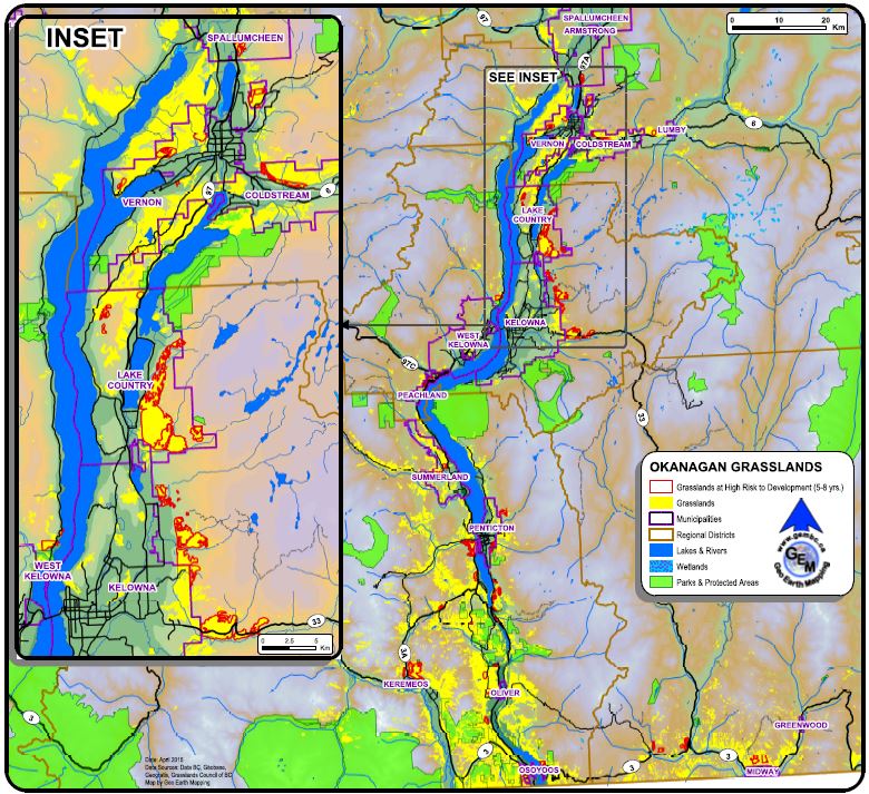 Grasslands at Risk to Development in the Okanagan